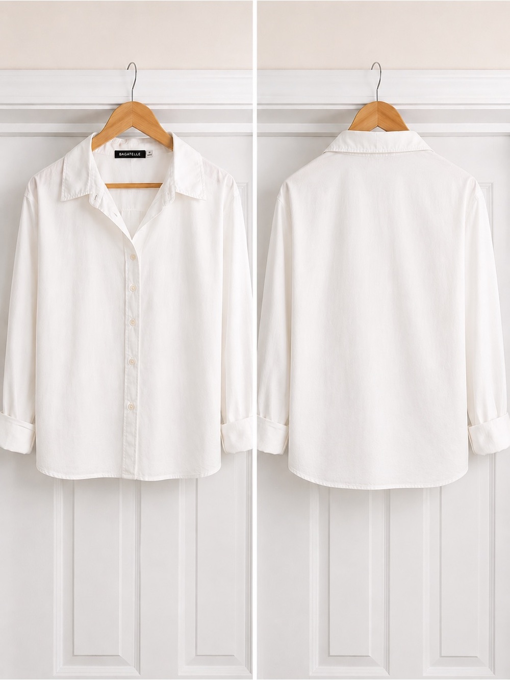 Bagatelle Collection White Button Front Shirt 100% Cotton Size M Minimal Classic